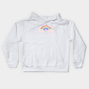 Rainbow with clouds Kids Hoodie